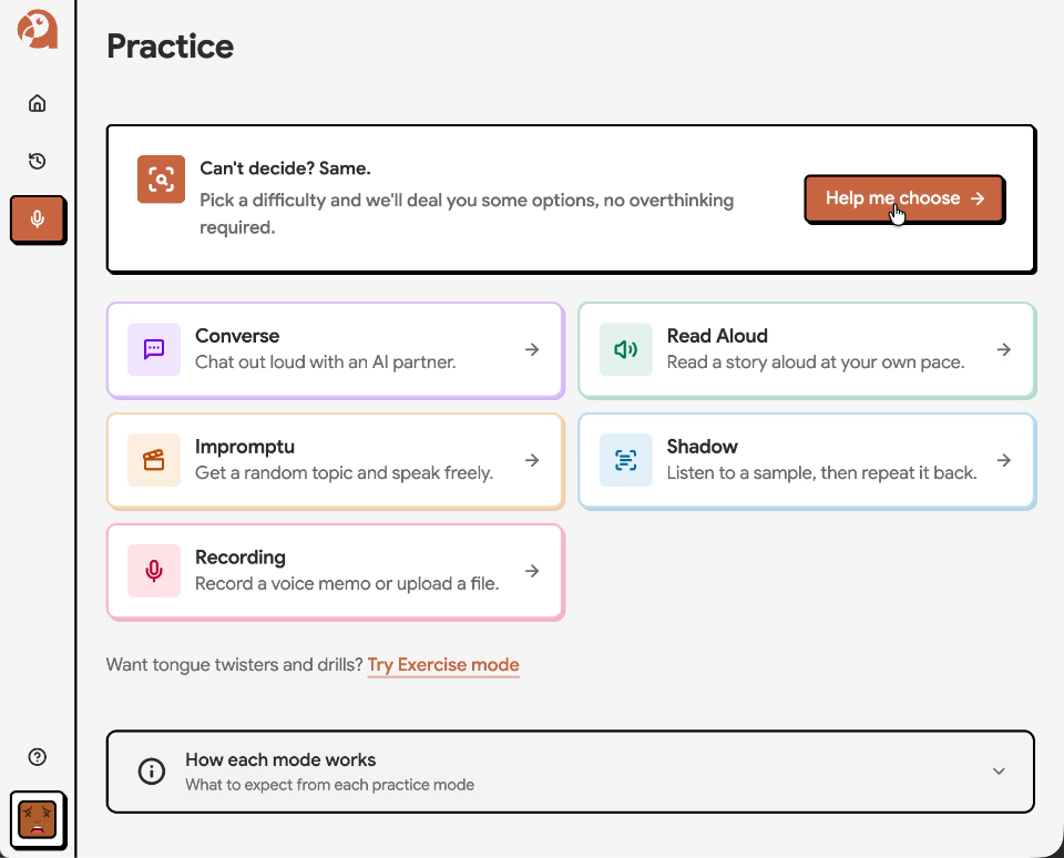 Help me choose skill level picker and recommendations